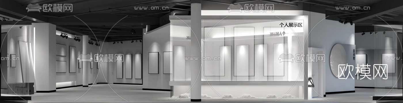 现代美术馆展厅3d模型下载（渲染图1）
