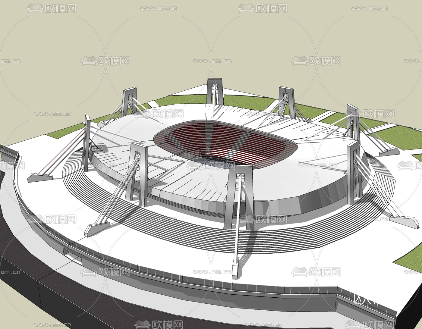 现代体育馆免费su模型下载
