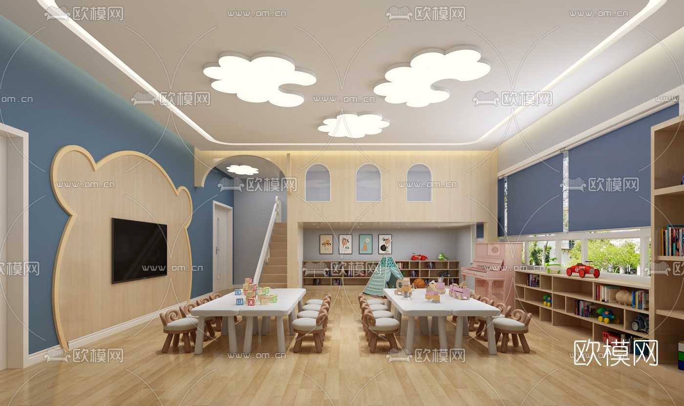 北欧幼儿园活动室3d模型下载（渲染图1）