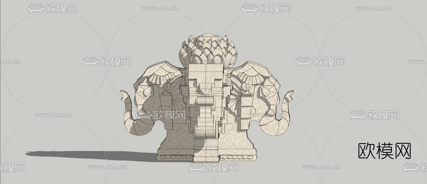 东南亚象头雕塑小品免费su模型下载