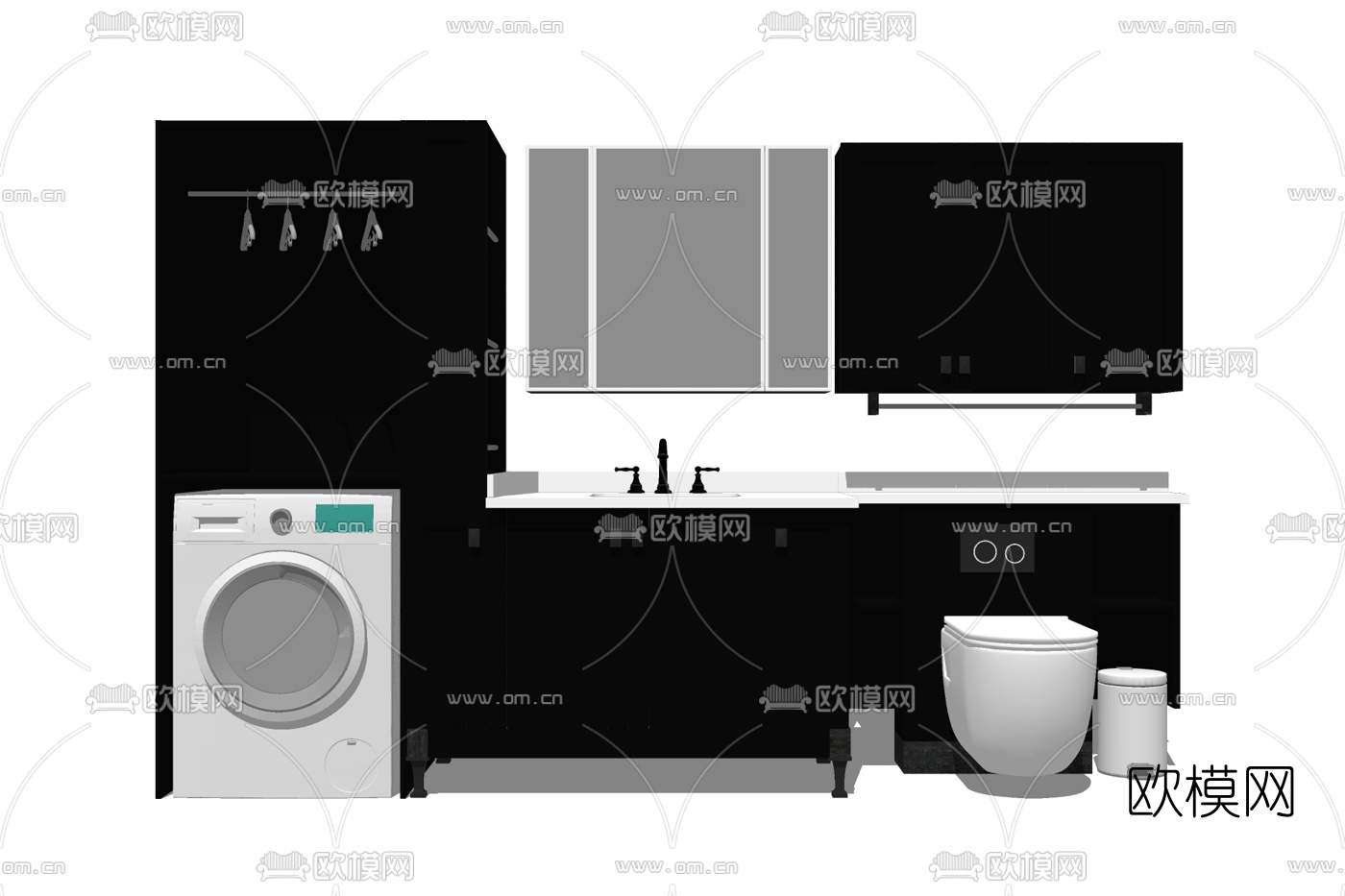 现代实木浴室柜免费su模型下载