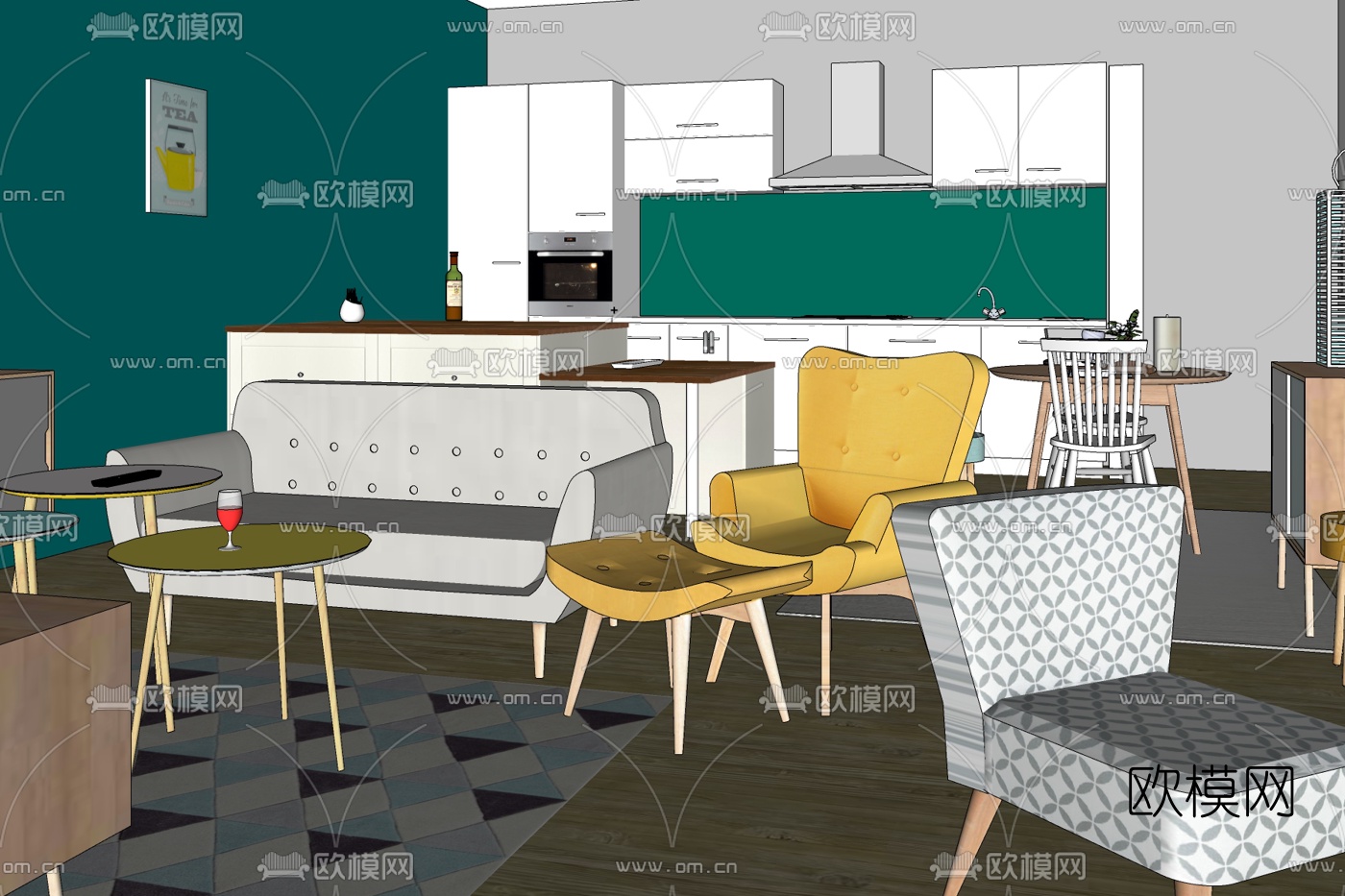 北欧厨房免费su模型下载