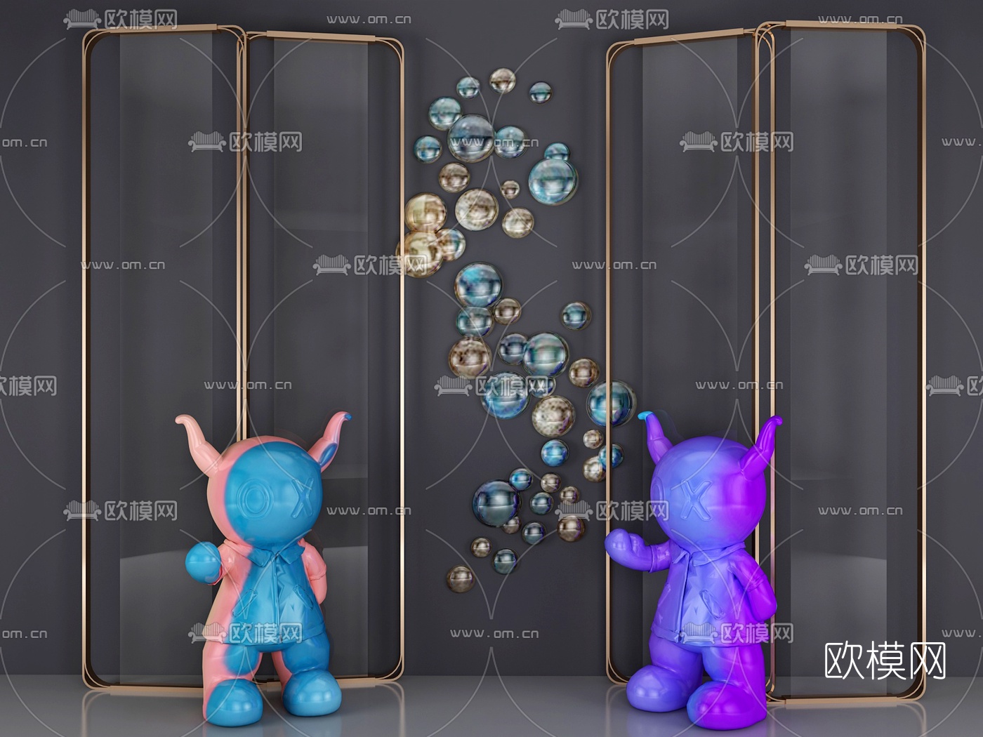 现代网红公仔雕塑3d模型下载