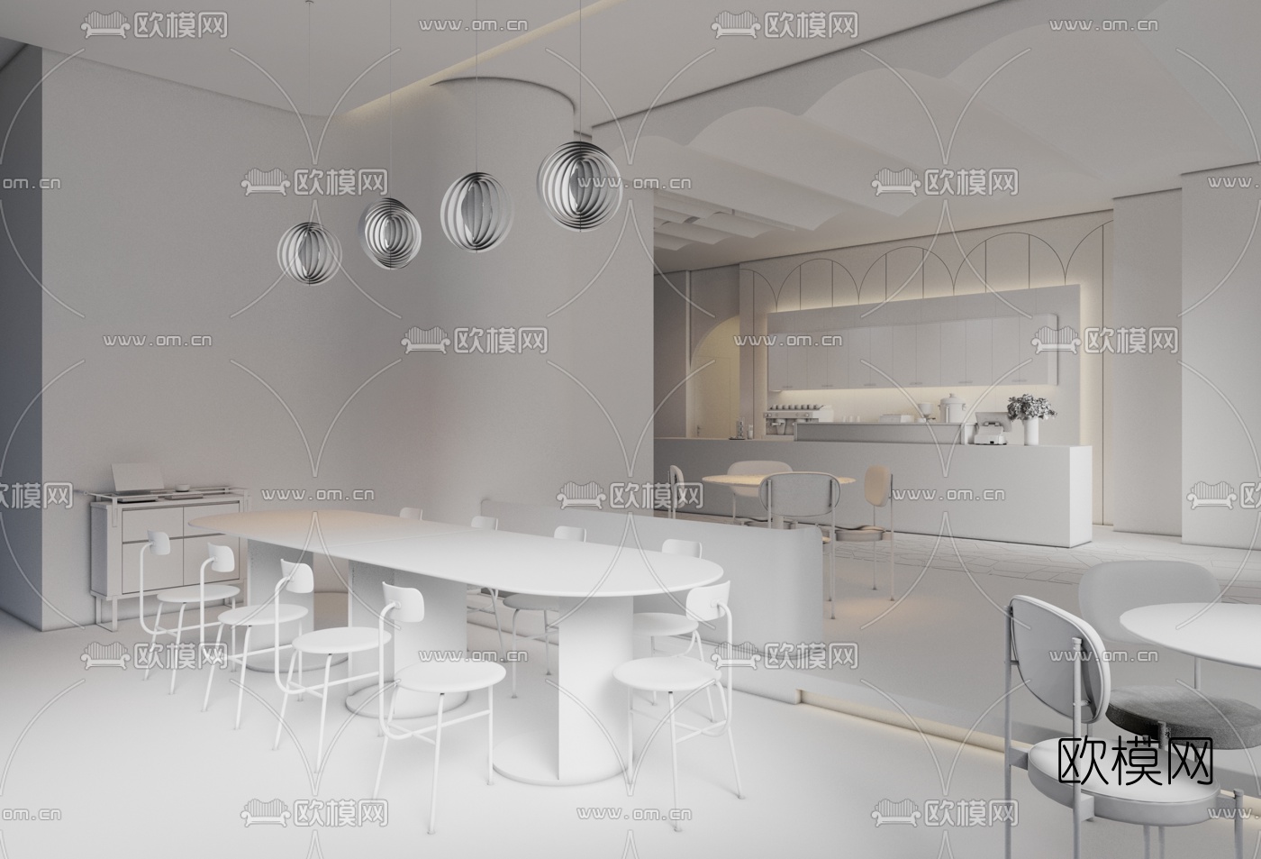 北欧咖啡厅3d模型下载（渲染图2）