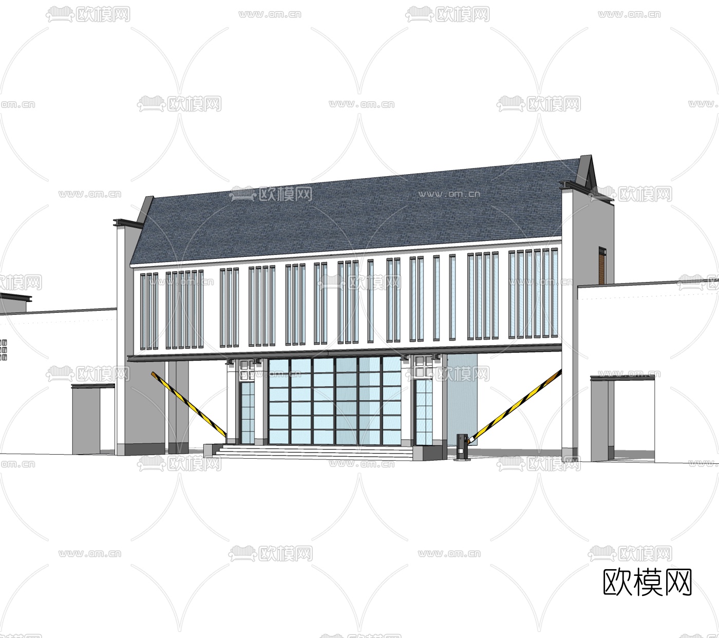 中式小区大门入口免费su模型下载