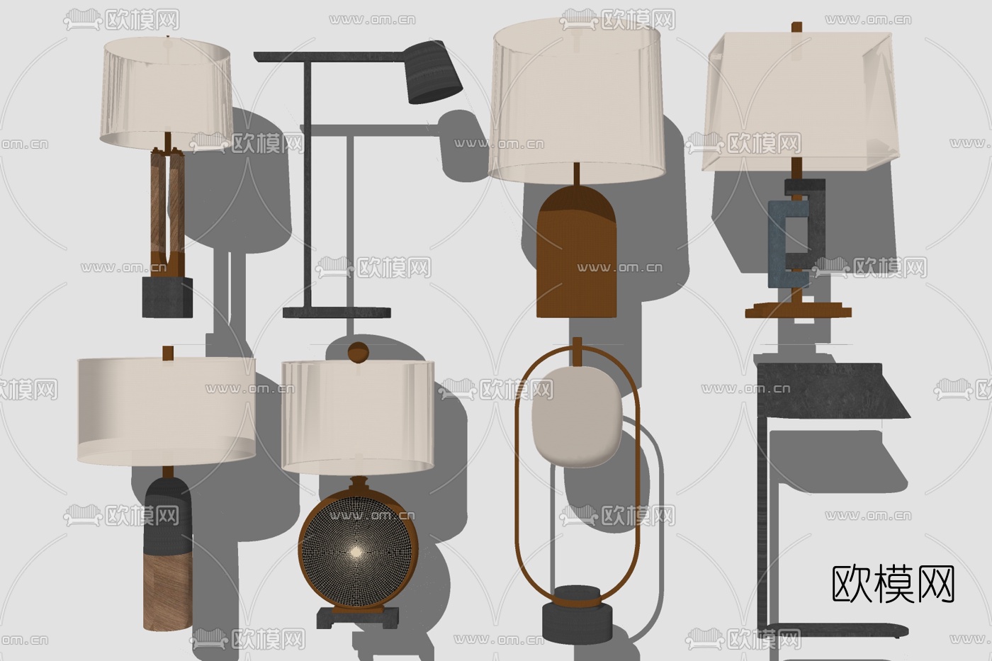 现代金属台灯免费su模型下载