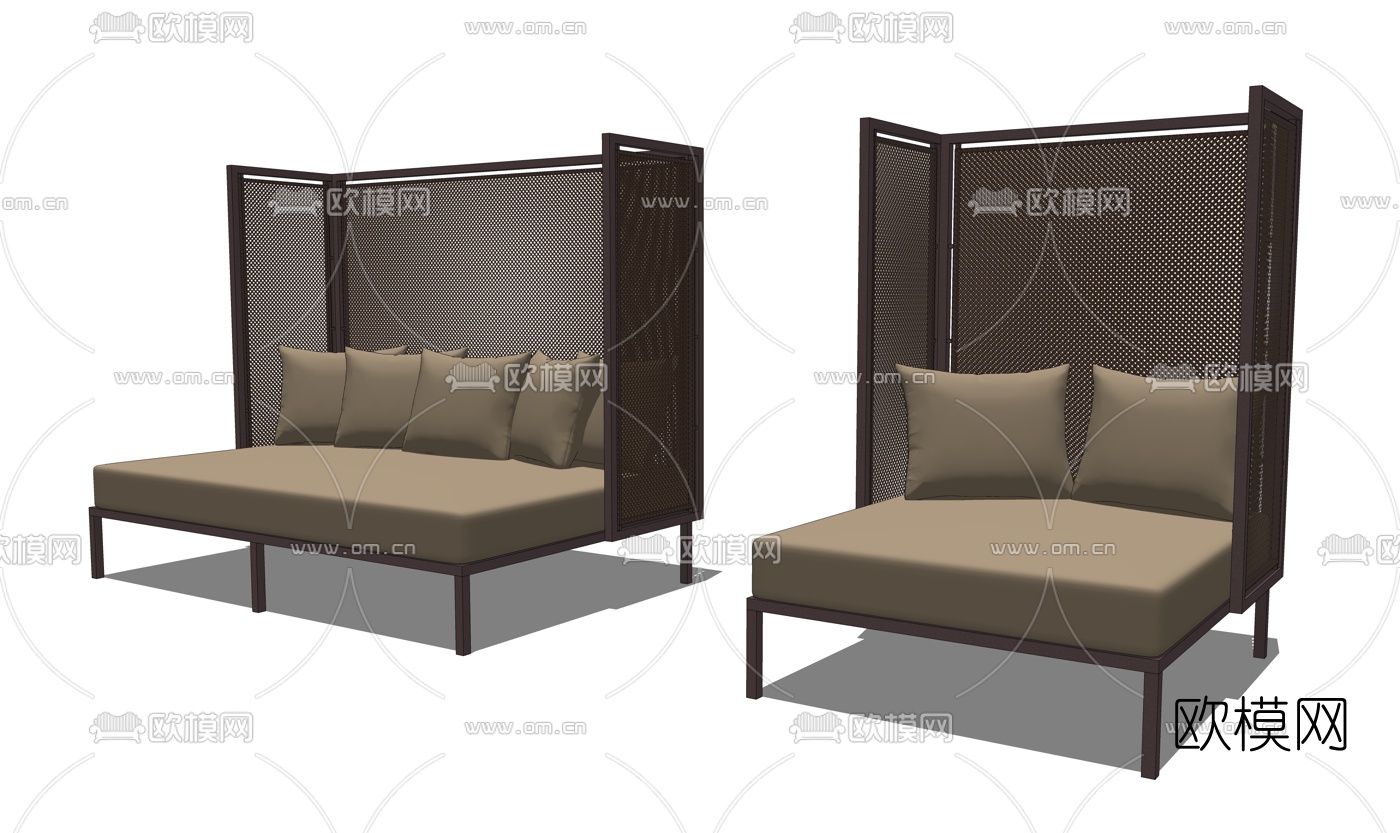 现代布艺休闲椅su模型下载