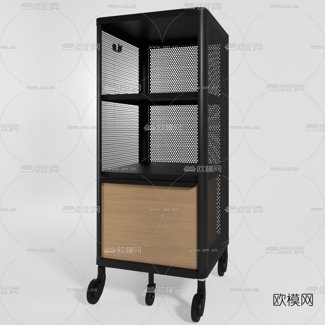 工业风铁艺文件柜免费3d模型下载