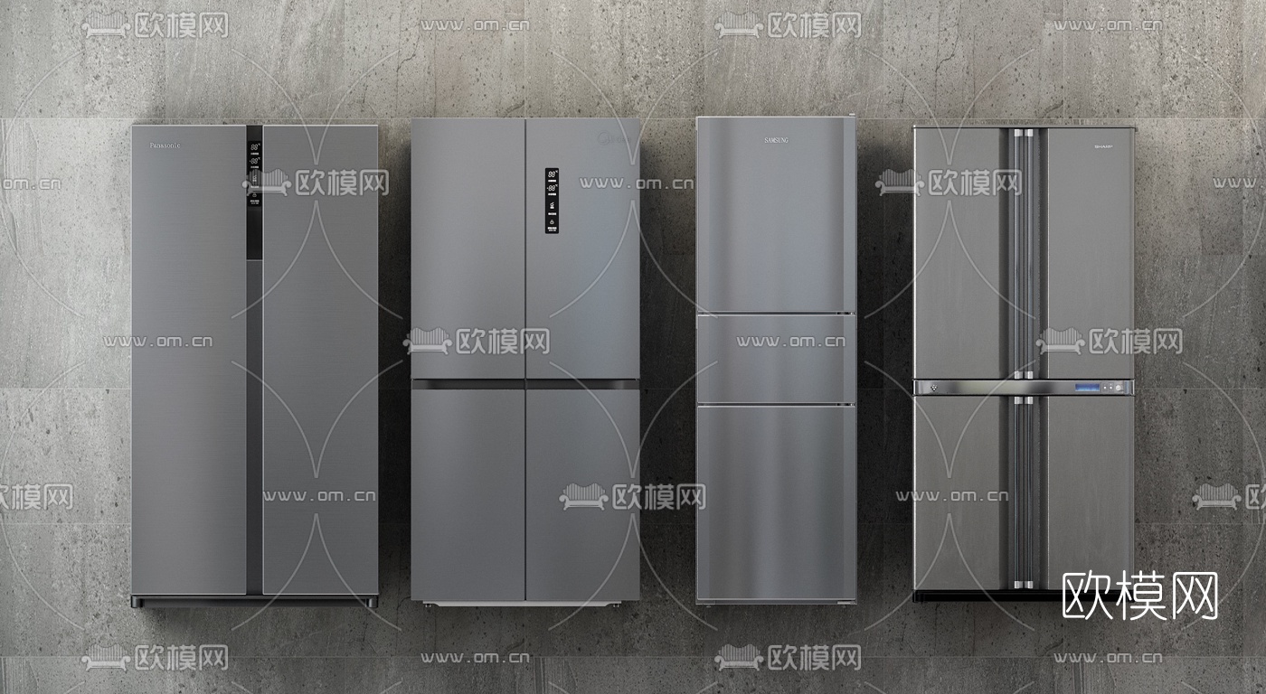现代双门冰箱3d模型