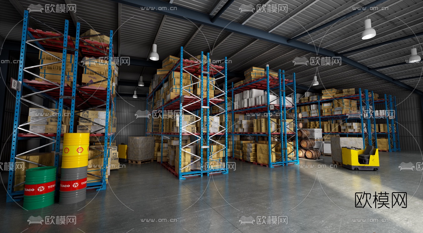 工业风物流仓库3d模型下载
