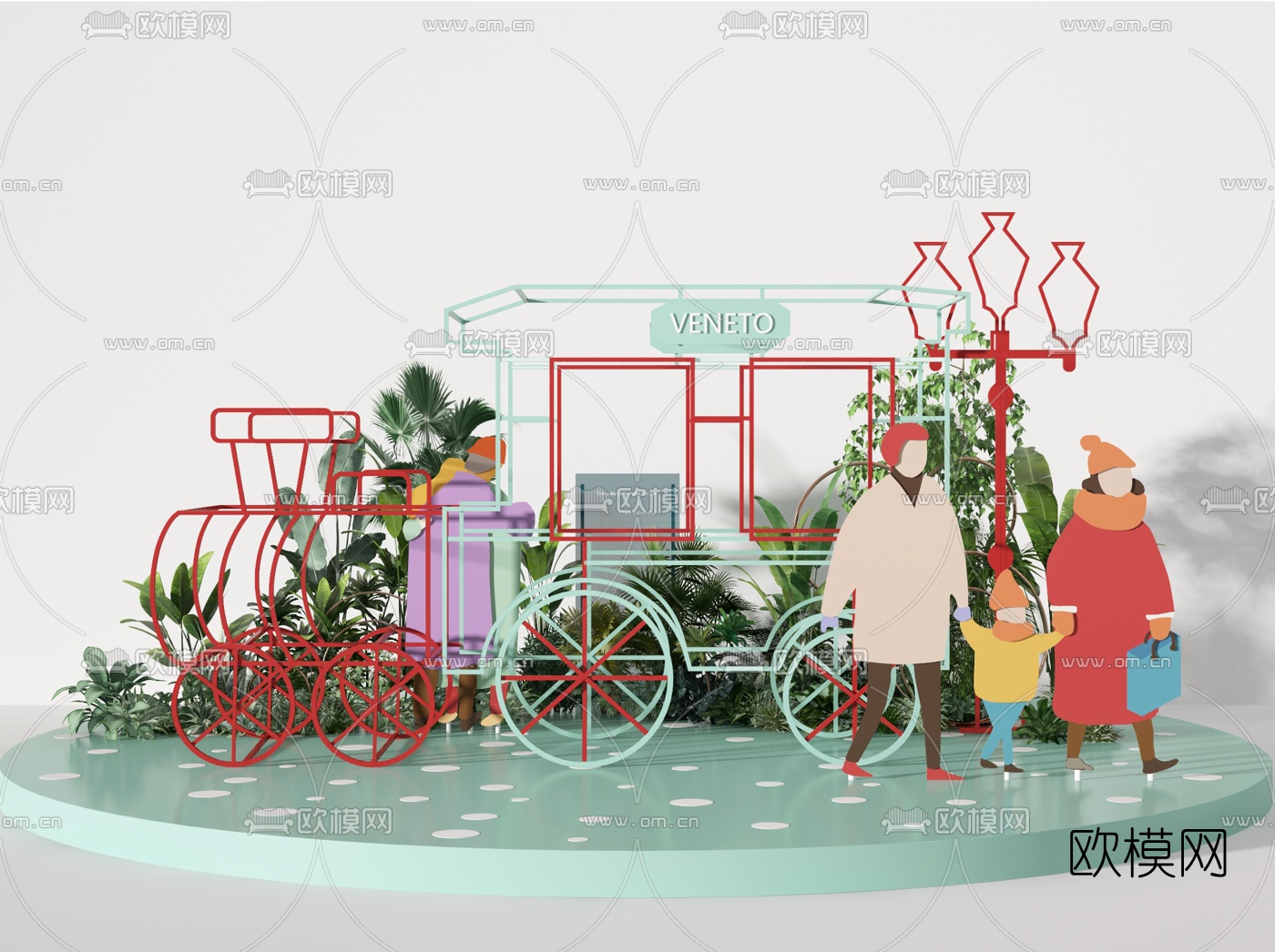 北欧绿植摄影美陈3d模型下载