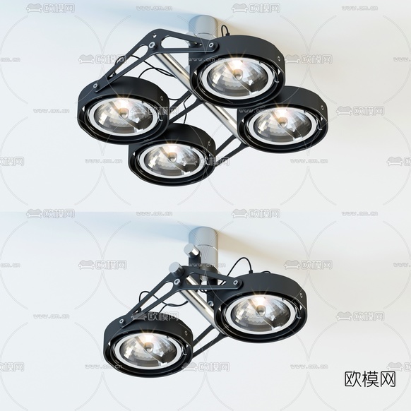 现代圆形活动射灯3d模型下载(渲染图1)
