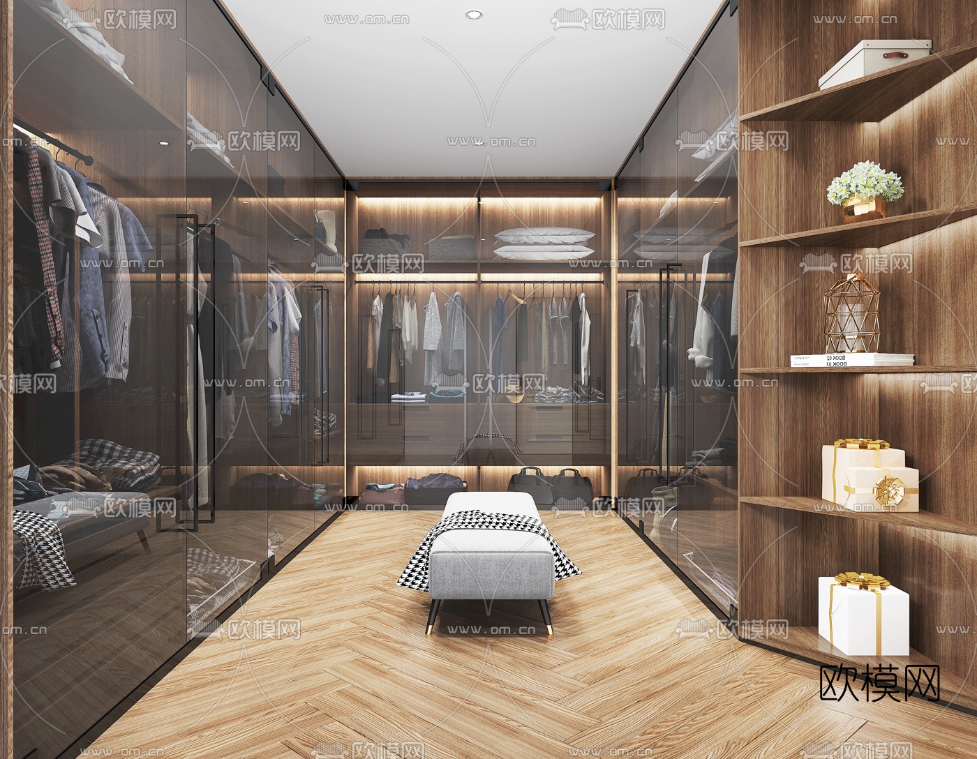 现代衣帽间3d模型下载