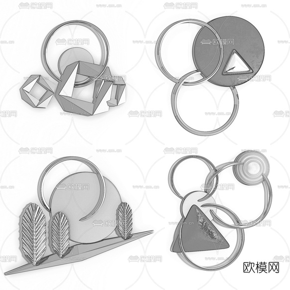 现代金属挂件3d模型下载(渲染图2)