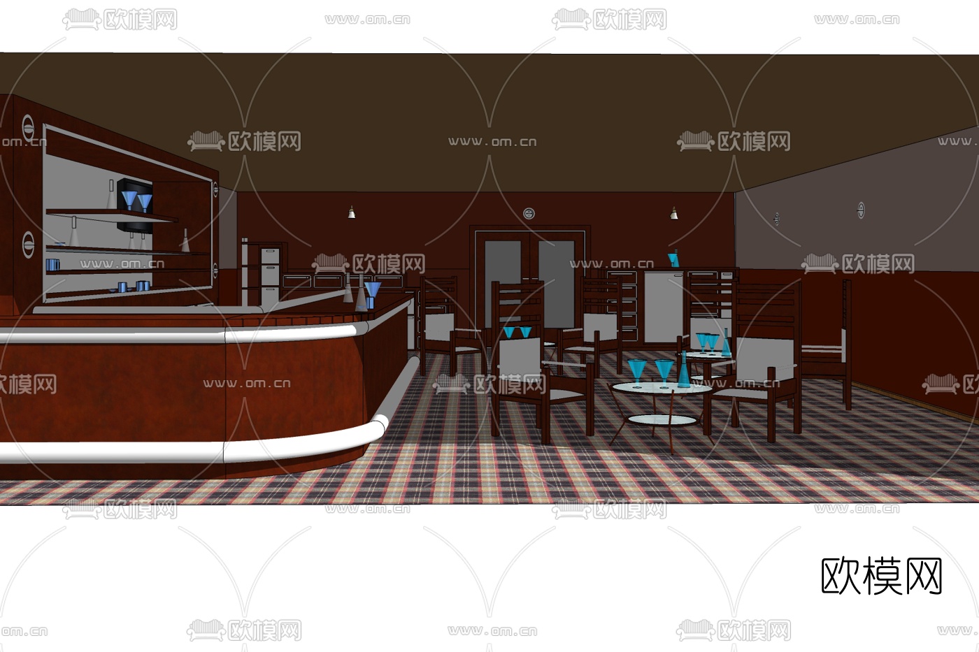 现代奶茶店免费su模型
