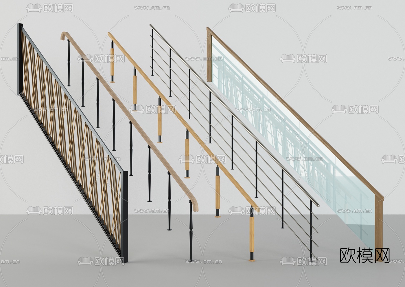 现代金属护栏3d模型下载