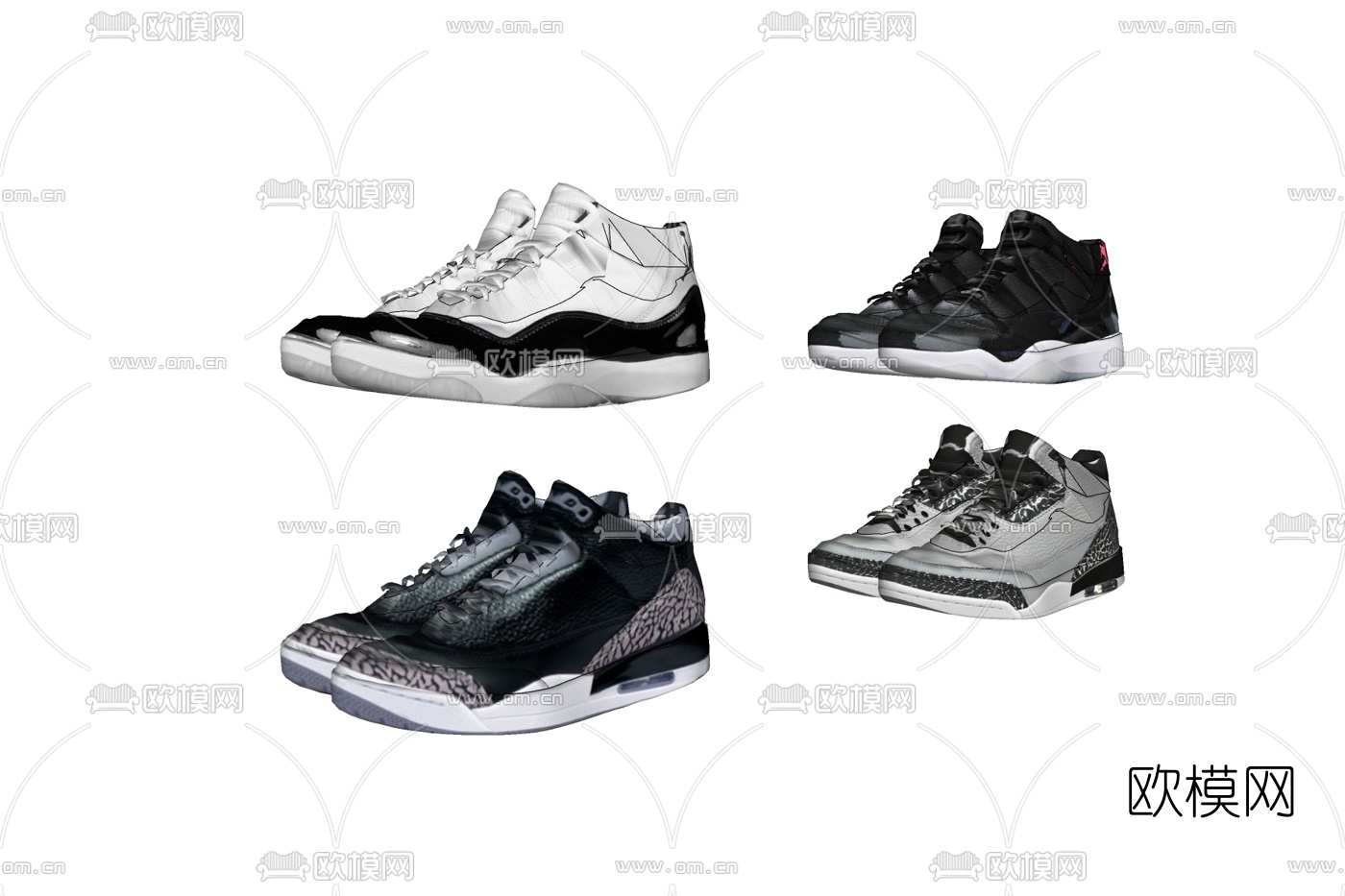 现代运动鞋免费su模型下载