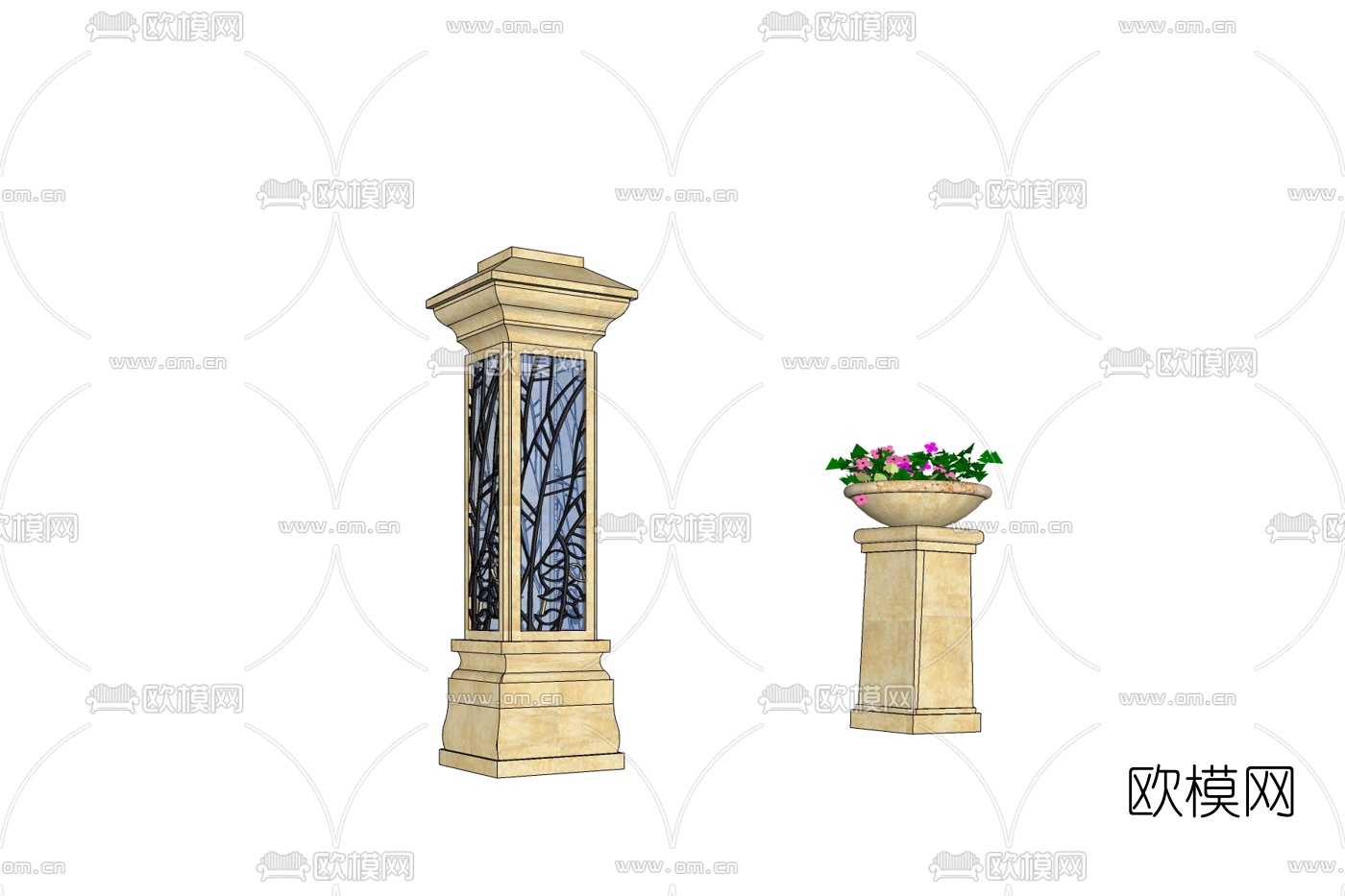 欧式草坪灯免费su模型下载