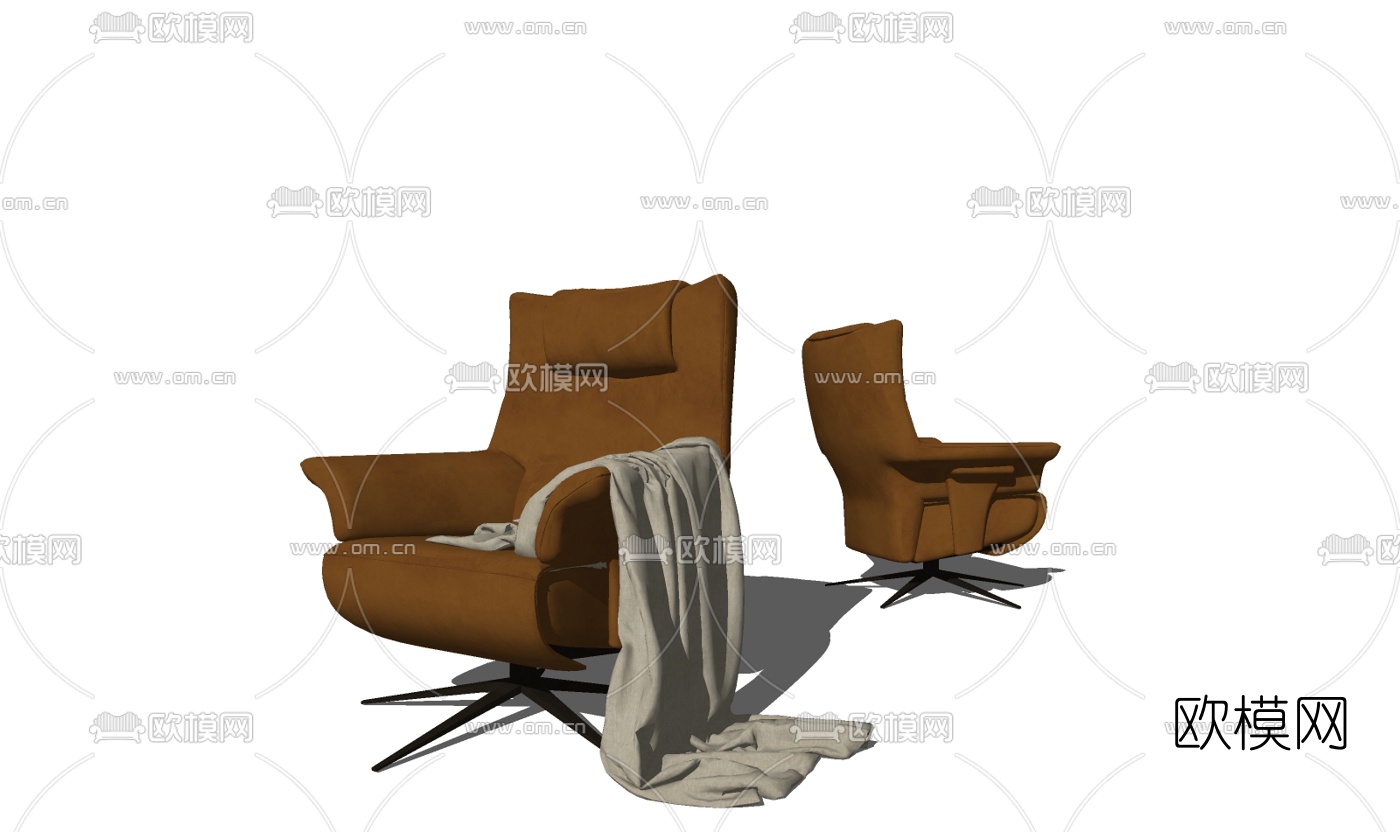 现代布艺休闲椅su模型下载