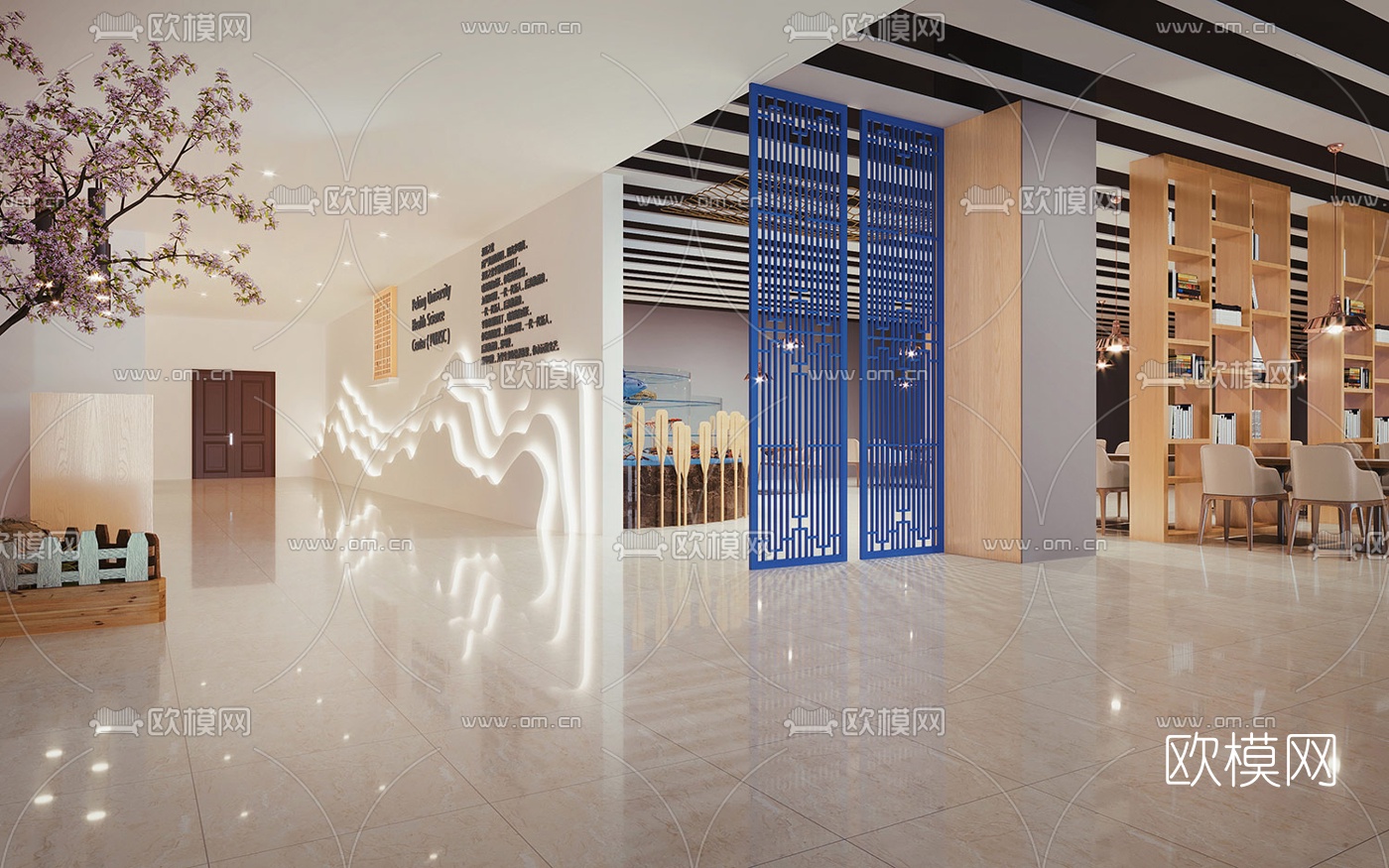 现代西餐厅免费3d模型下载（渲染图2）