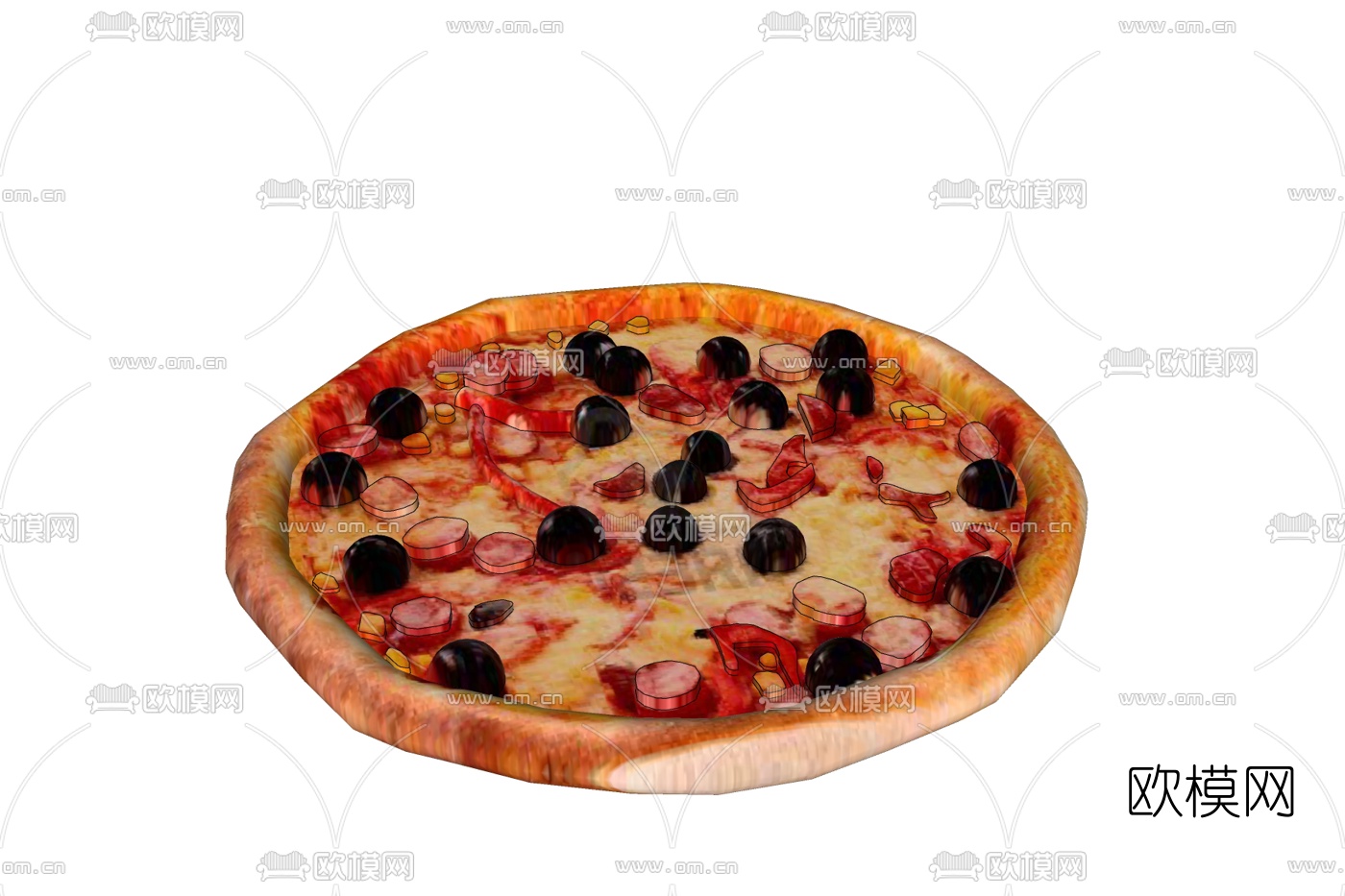 现代披萨食品免费su模型下载
