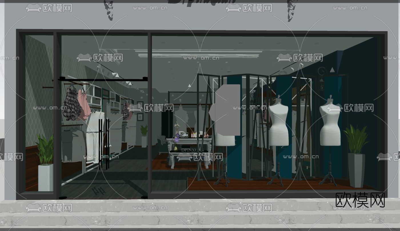 现代服装专卖店免费su模型下载