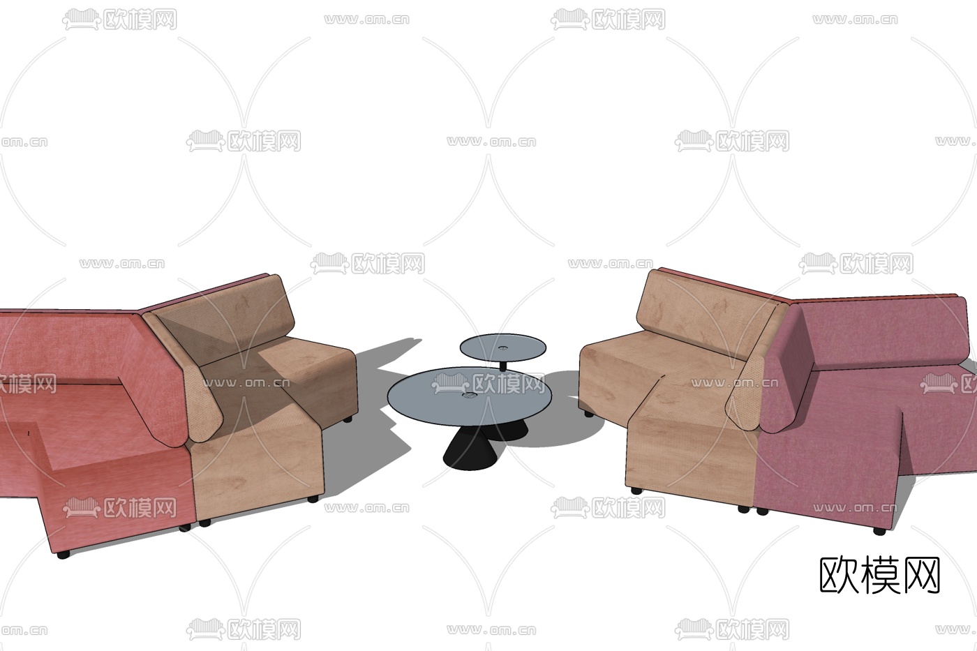 现代布艺办公沙发免费su模型下载