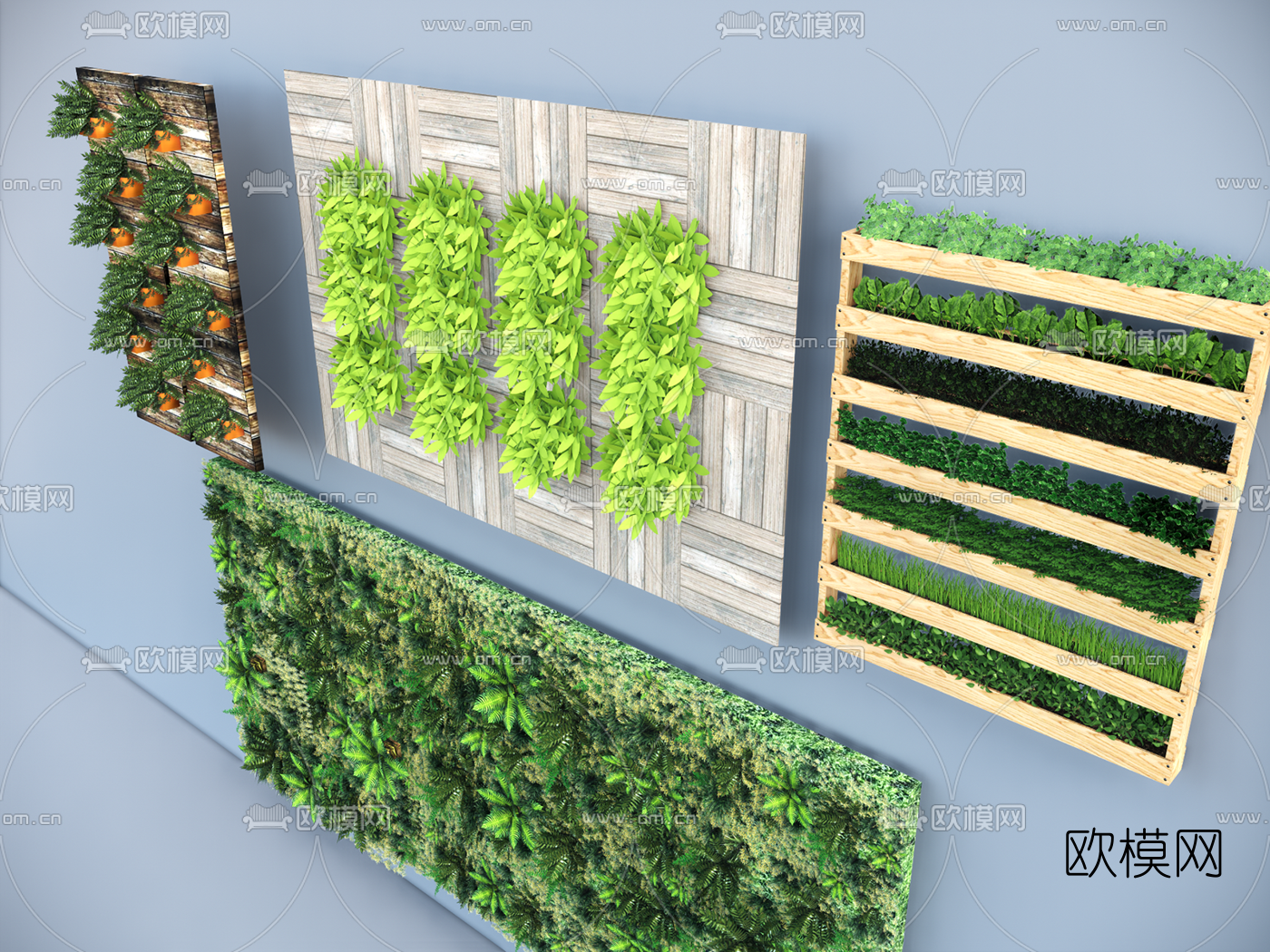 自然风植物背景墙su模型下载（渲染图2）