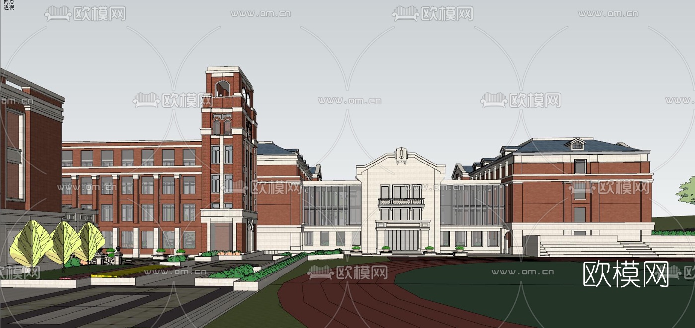 法式公寓楼外观su模型下载（渲染图2）