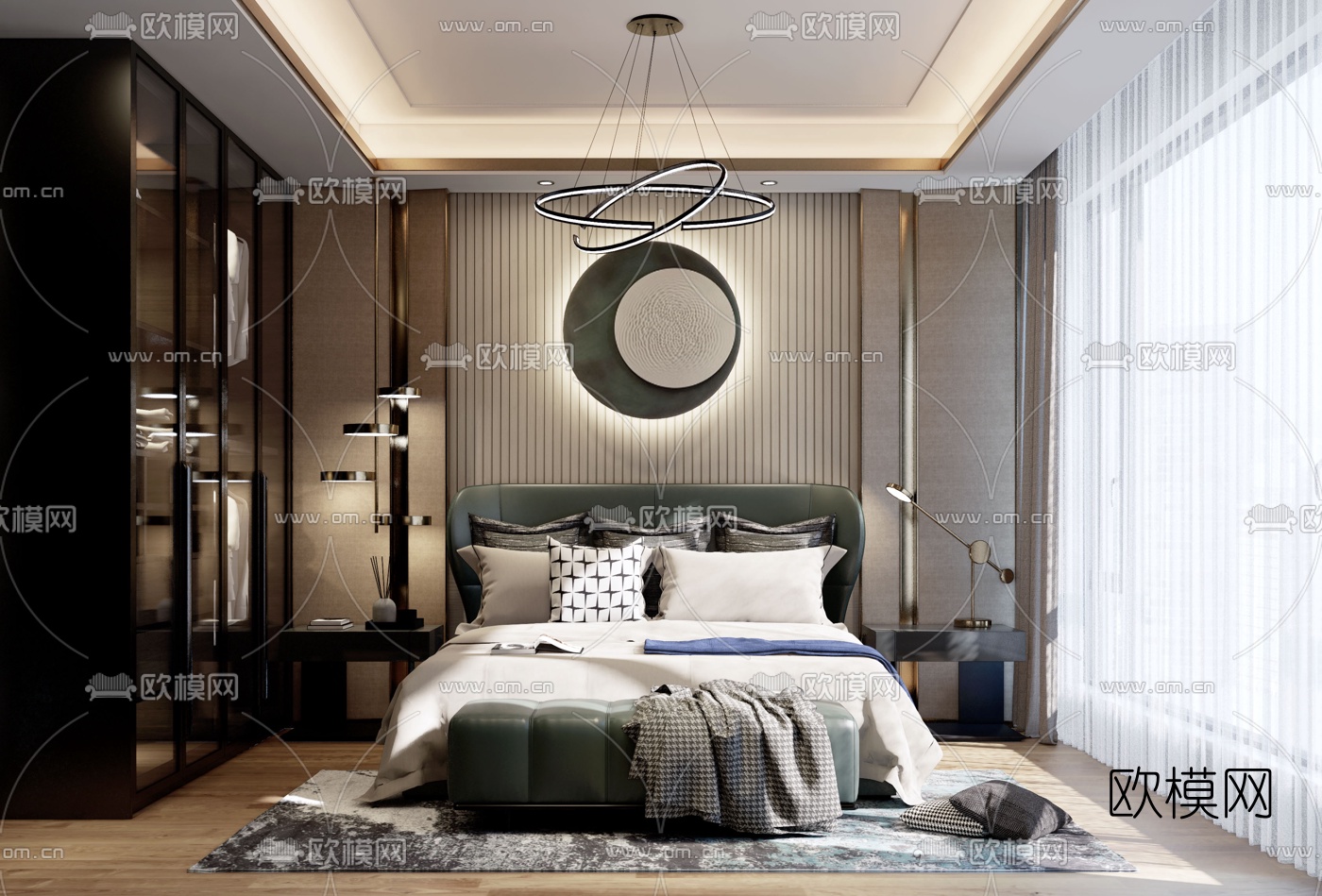现代轻奢卧室su模型