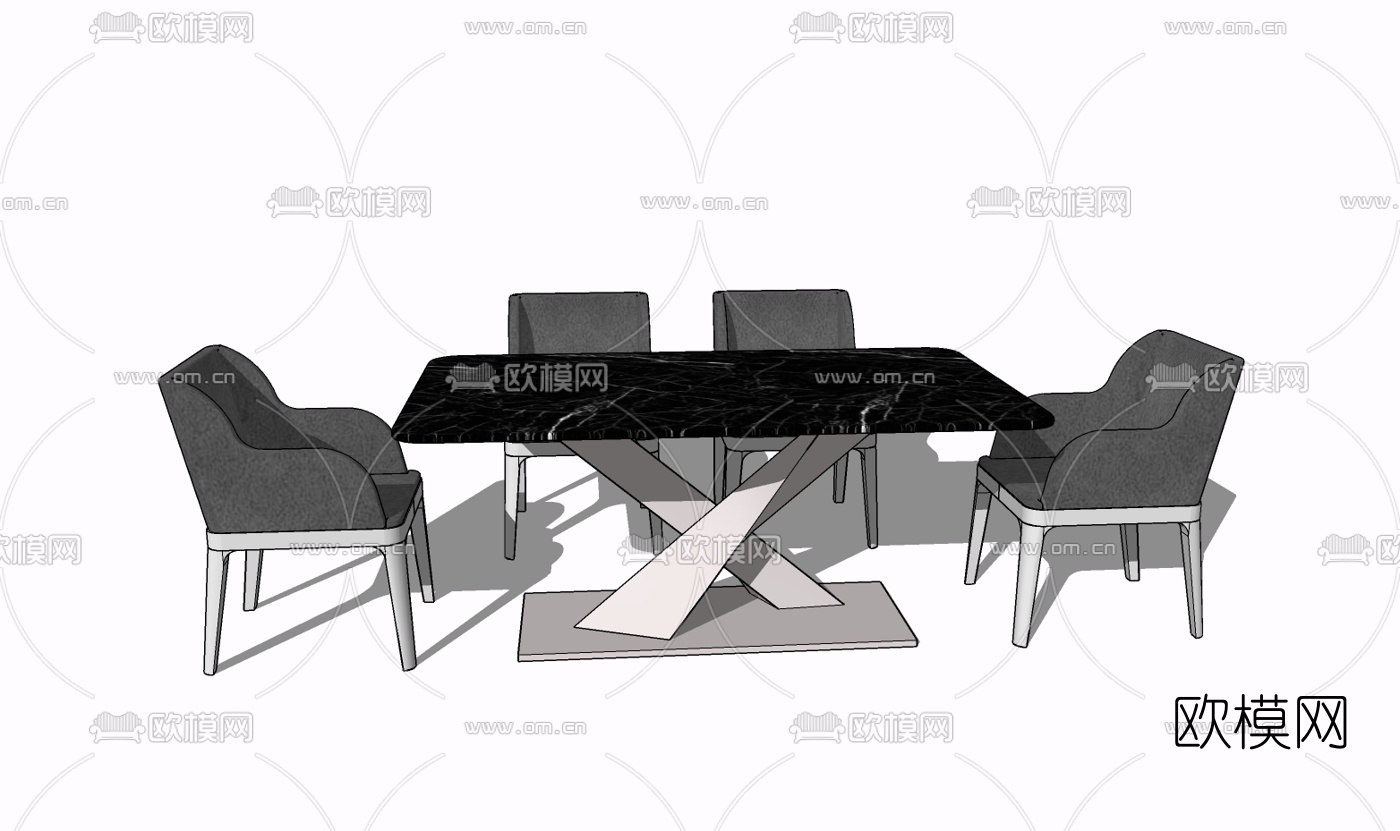 现代餐桌椅免费su模型下载