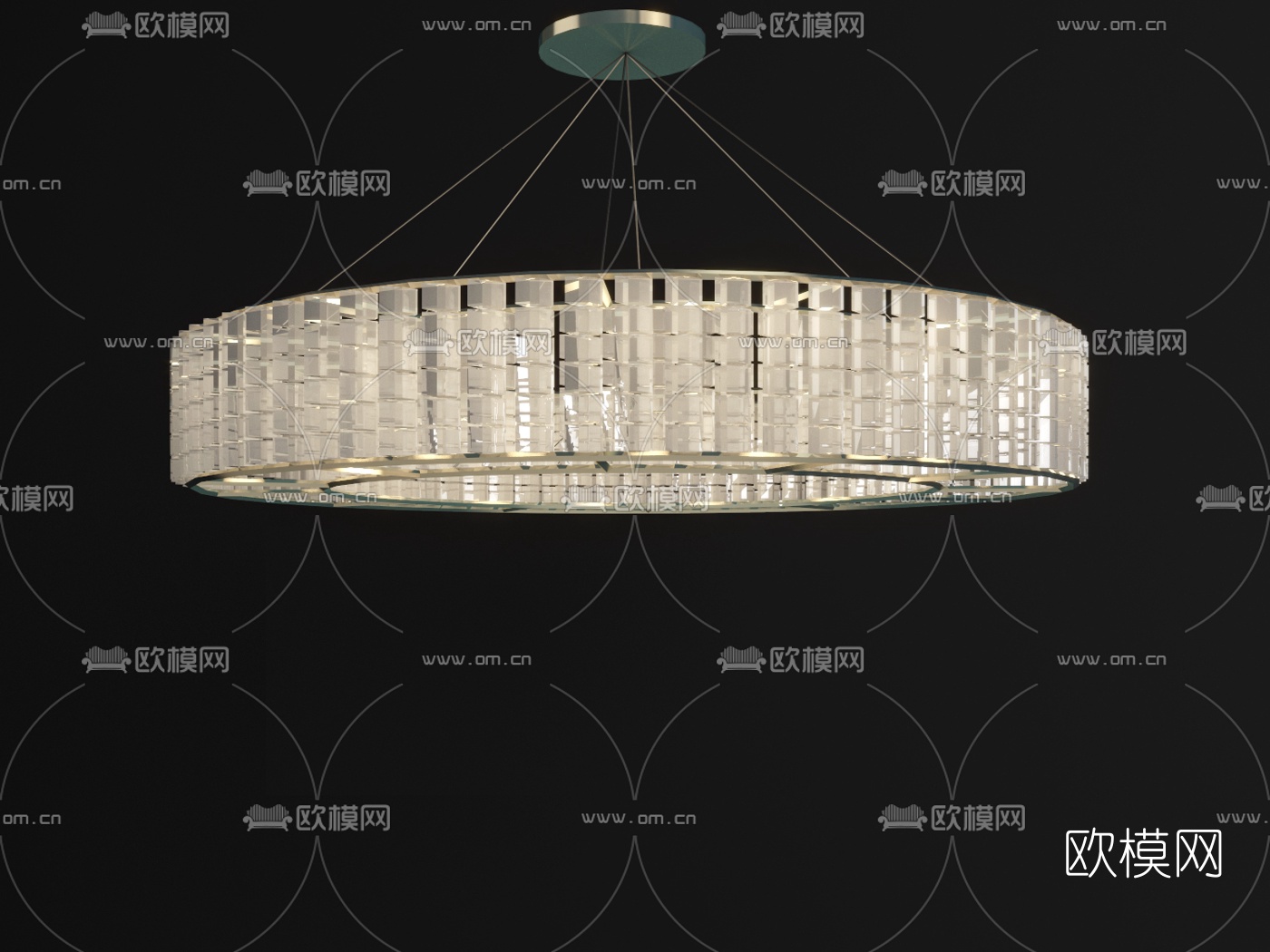 现代水晶吊灯3d模型下载（渲染图2）