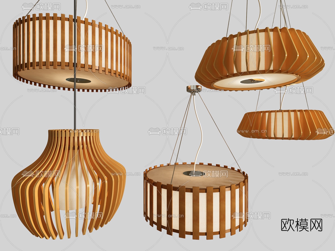 新中式竹编吊灯3d模型下载