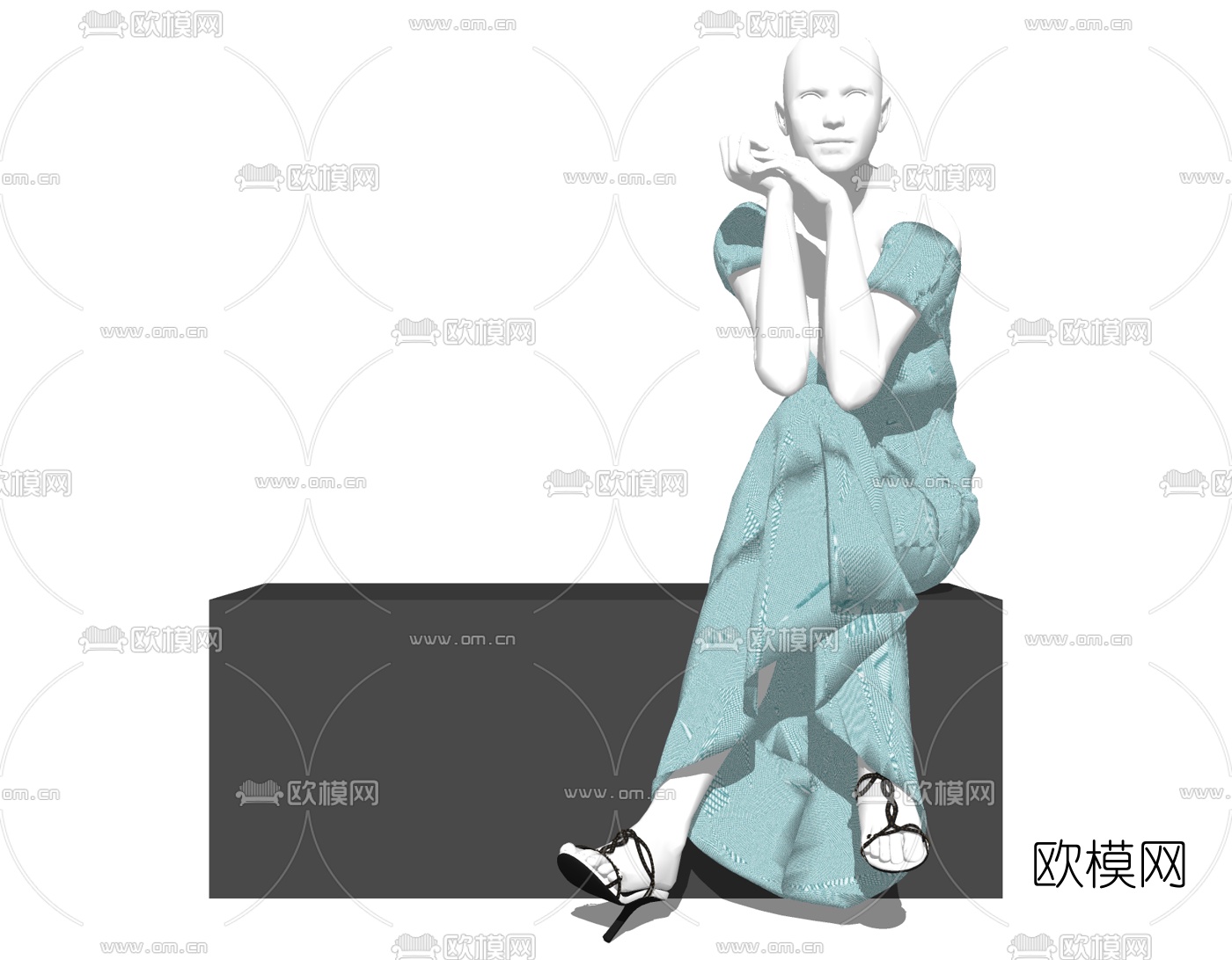 现代服装模特免费su模型下载