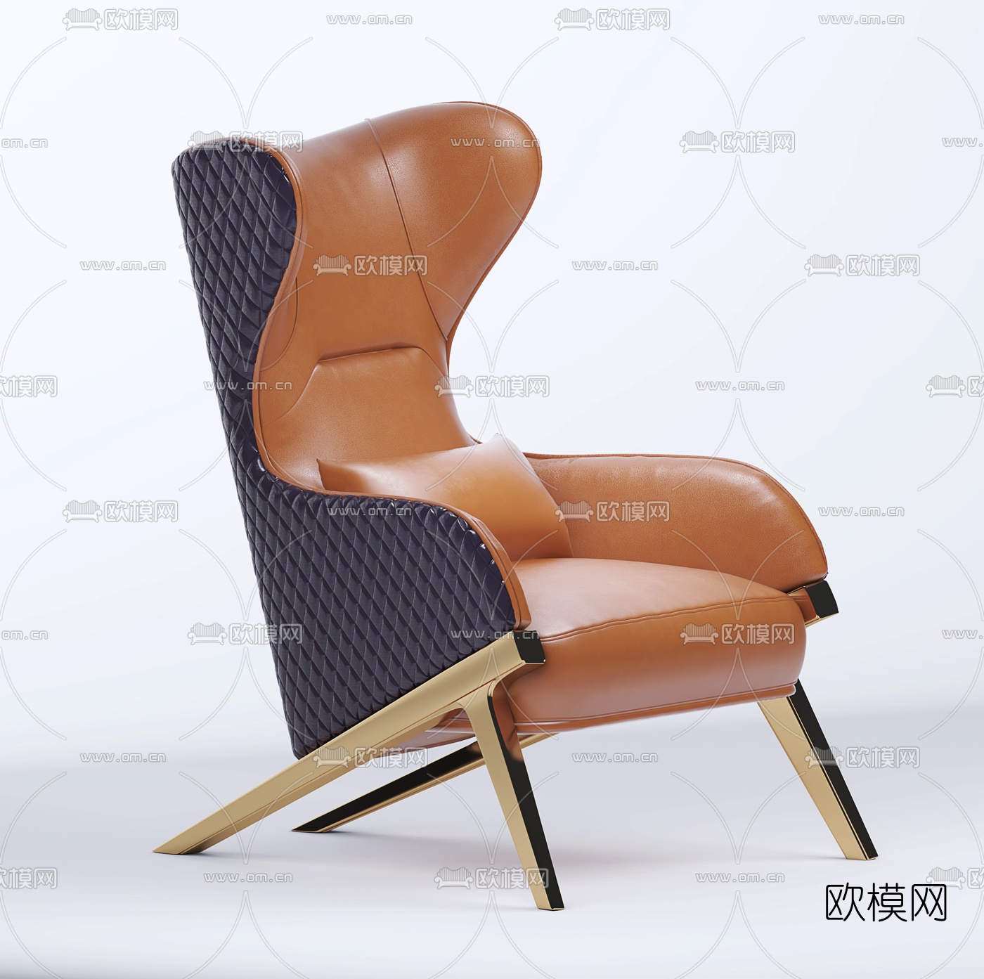 现代皮革单人休闲椅3d模型