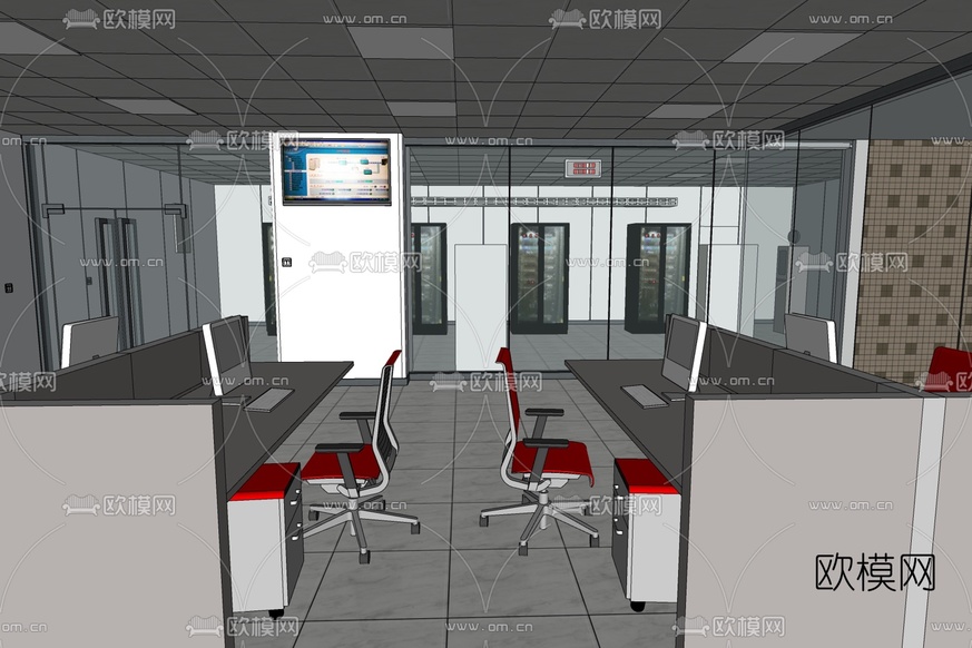 现代办公区免费su模型下载_ID10273283_sketchup模型下载-欧模网