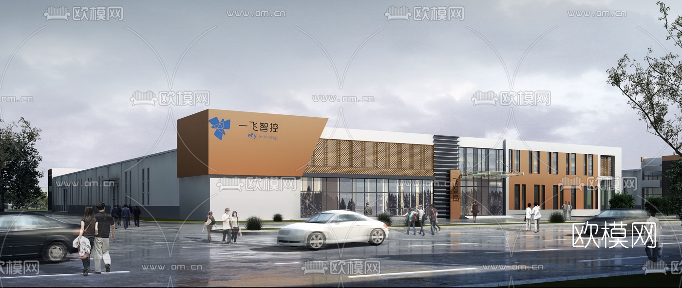 现代产业园建筑外观3d模型