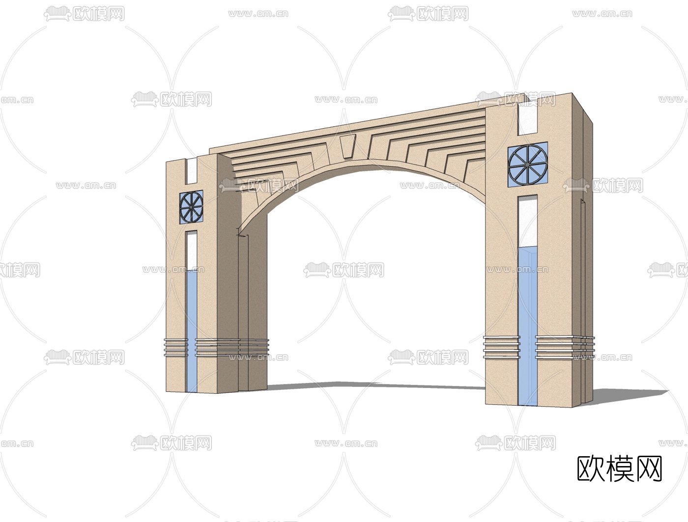 新古典小区门头免费su模型下载