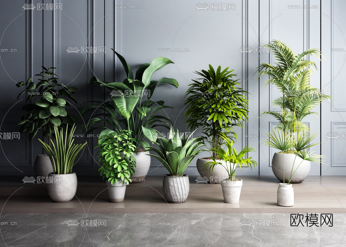 现代绿植盆栽3d模型