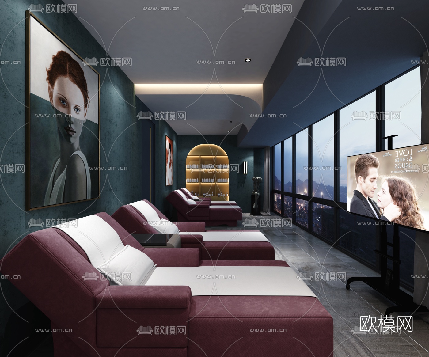 现代足疗店包间3d模型