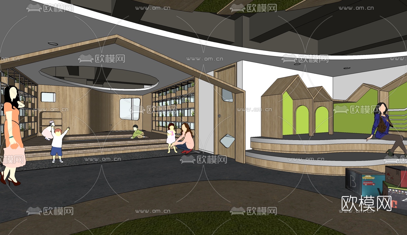 现代早教儿童培训中心su模型下载（渲染图4）
