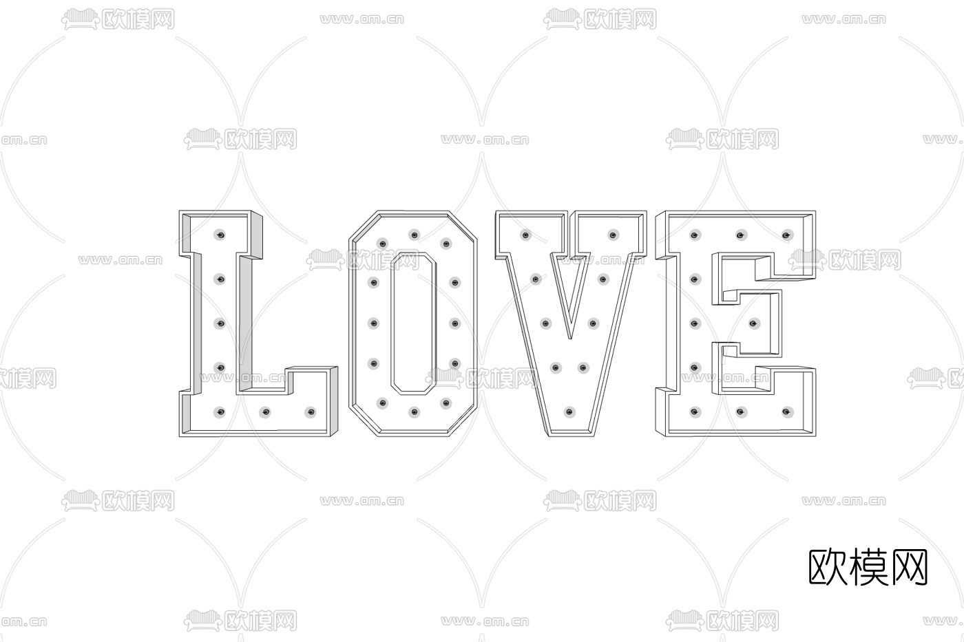 现代字母装饰灯免费su模型下载