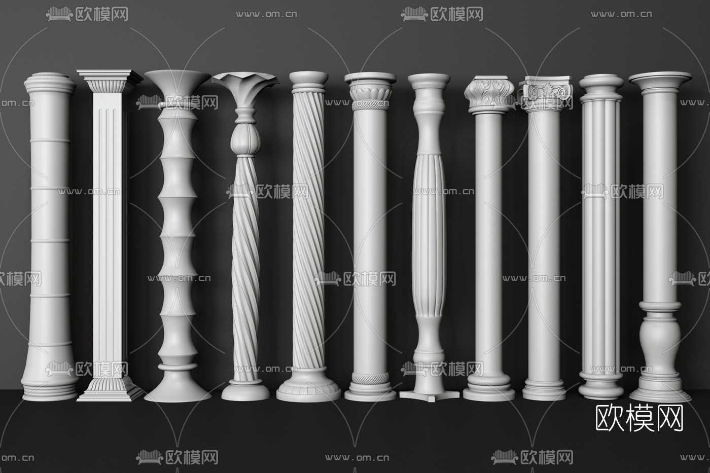 欧式罗马柱石膏柱3d模型下载