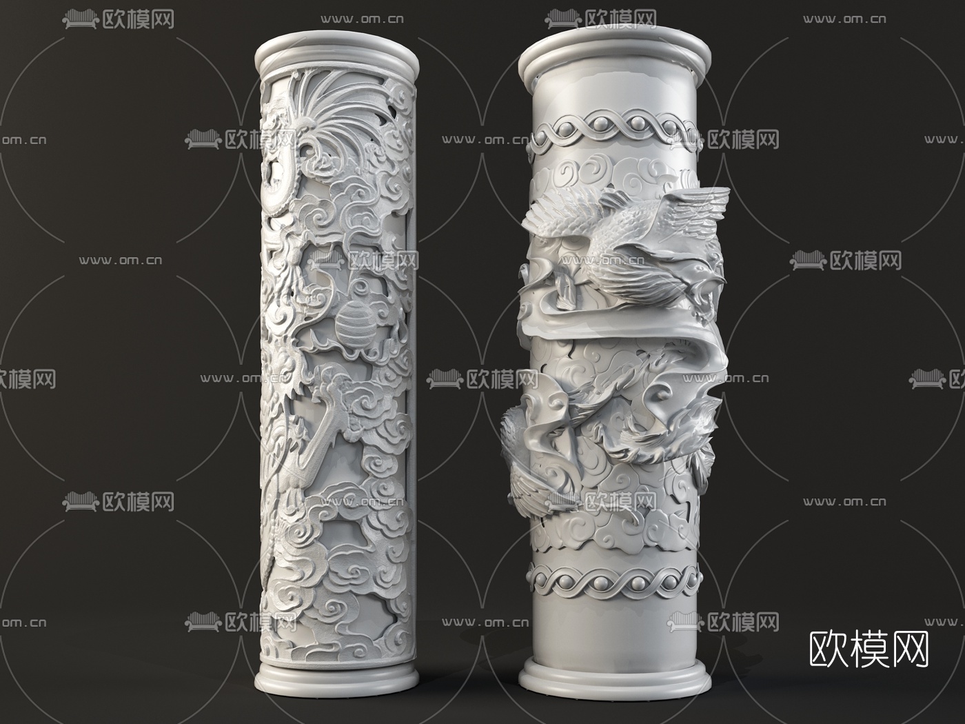 中式雕花柱子3d模型
