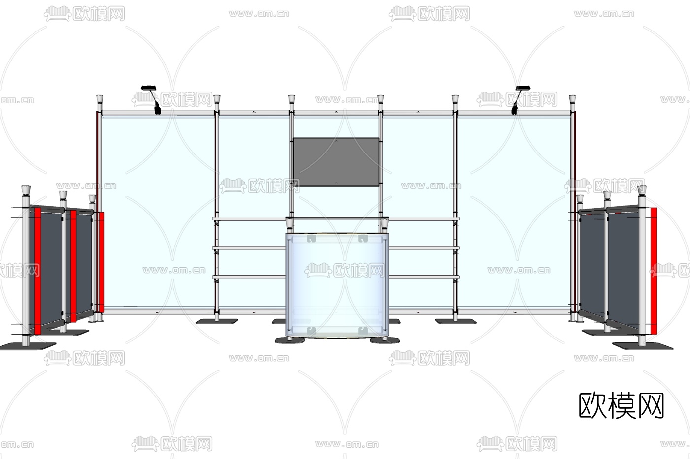 现代超市货架展架免费su模型下载