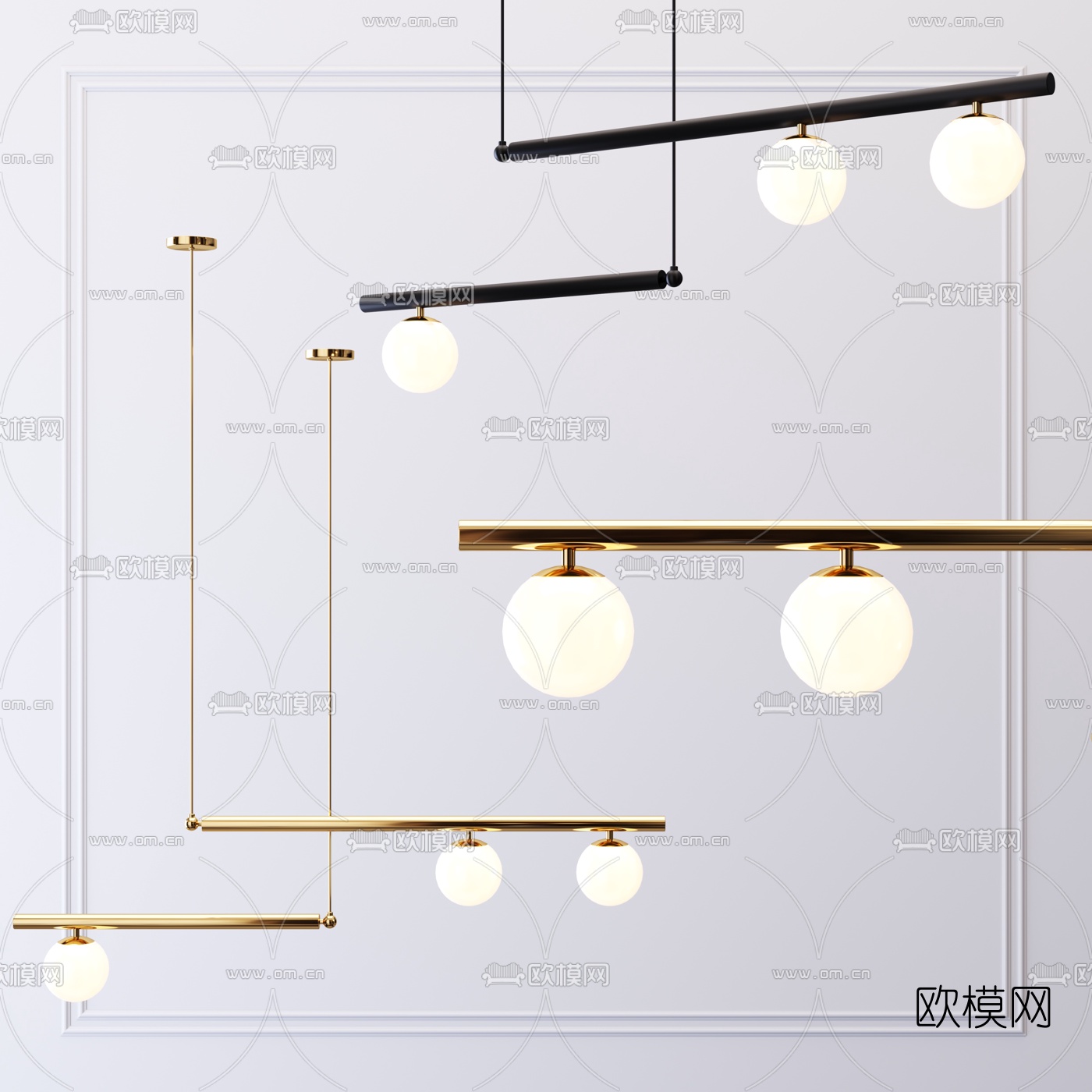 现代简易吊灯3d模型-免费3dmax模型库-欧模网