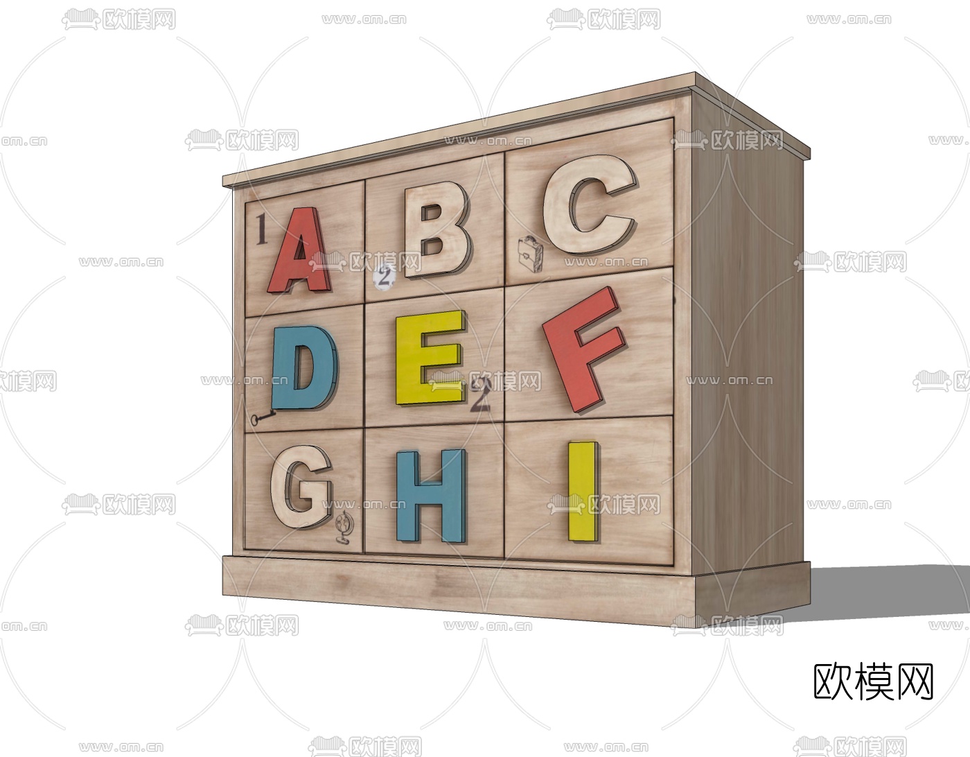 现代儿童边柜免费su模型下载