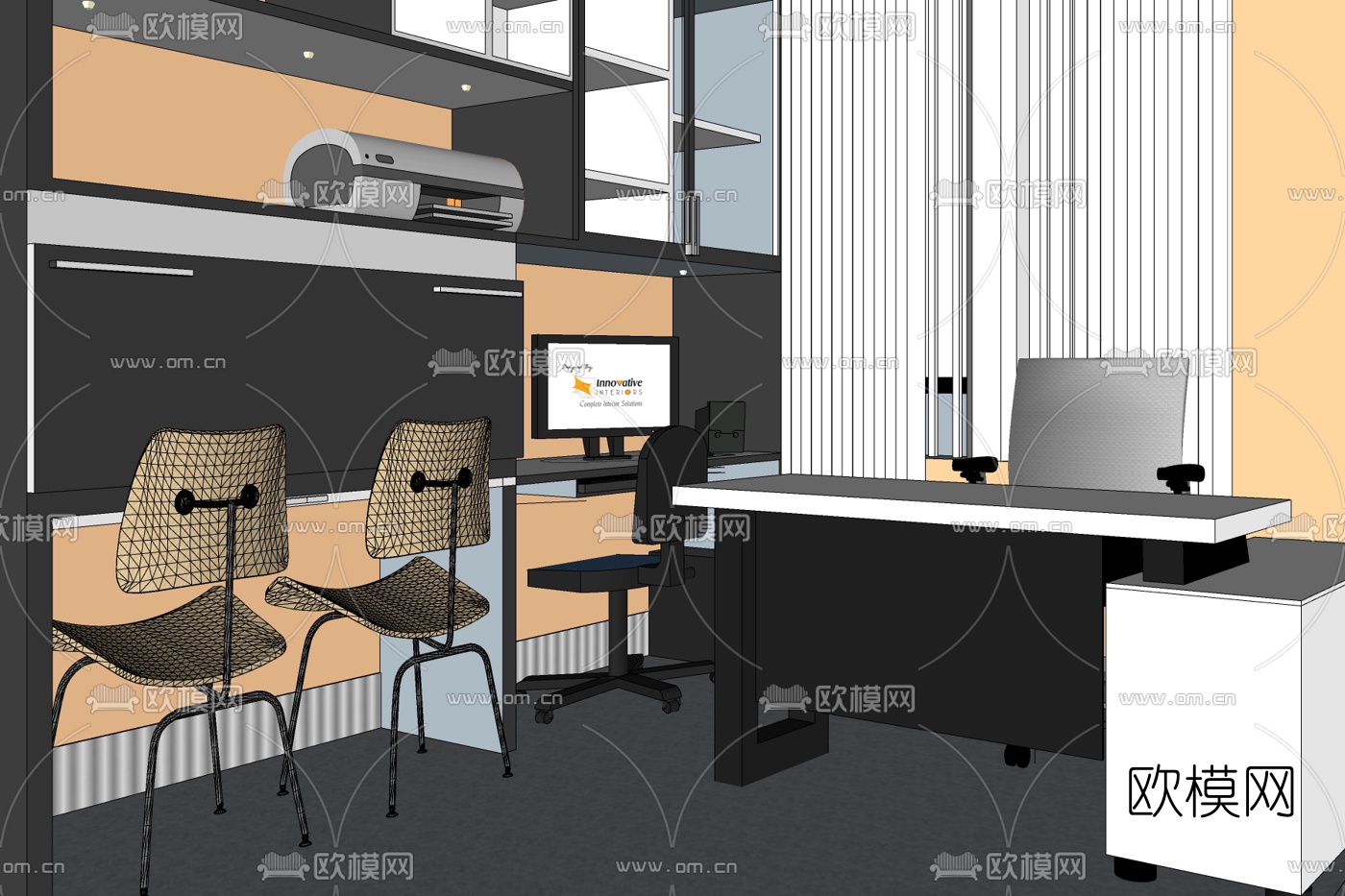 现代总经理办公室免费su模型下载