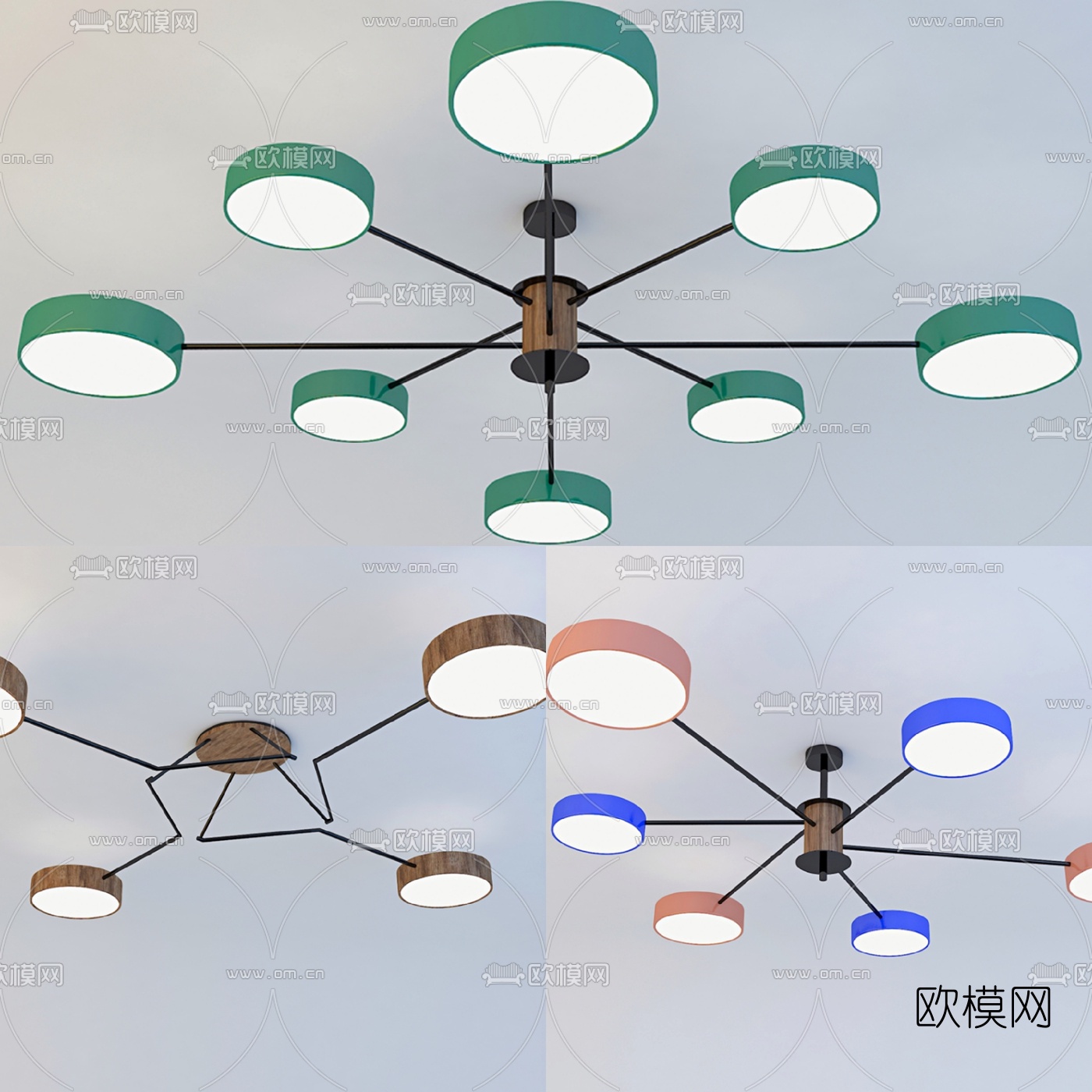 现代铁艺吊灯组合3d模型