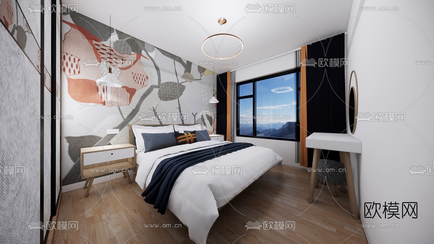 北欧客厅餐厅su模型下载（渲染图5）